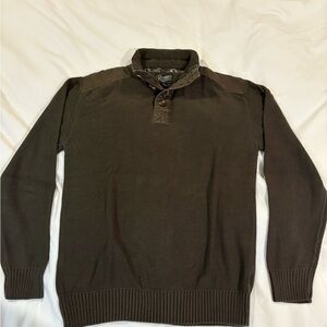 Retrofit Army Green Crewneck Sweater Ribbed Knit